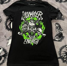 y2k alt grunge 2000s monster energy women’s baby tee size small skulls