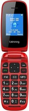 USHINING Red Flip Mobile Phone Unlocked GSM Big Button Easy to Use