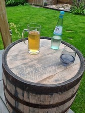SANDED & CLEAN - OAK WHISKEY BOURBON BARREL  Wooden Keg Pub Table/ Garden Stand