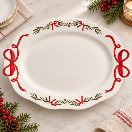 Christmas oval serving platter - christmas,
