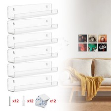 6 Pack Vinyl Record Album Wall Mount Display Shelf Acrylic Clear Stylish Durable