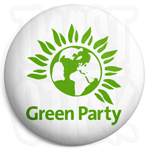 Green party logo 25mm button - green,