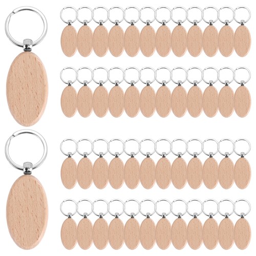 50pcs wooden keychain - keychain, oval