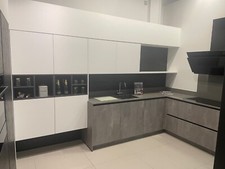 Ex-Display Kitchen, German Hacker Putty Concrete Pearl & Graphite Grey W/ Quartz
