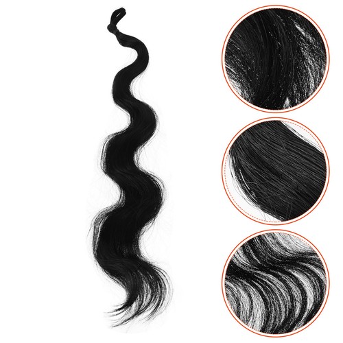Black curly drawstring - black,