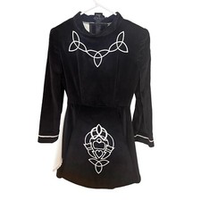 IRISH DANCE SOLO Black Velvet Dress With White Cape White Embroidered Handmade