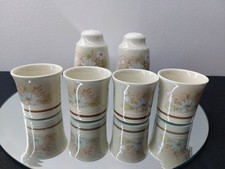 4 Vintage Royal Doulton Florinda Lambethware Egg Cups & Salt & Pepper Condiments