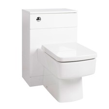 Bathroom WC Unit Square Back to Wall Toilet with Seat Cistern Push Button Modern