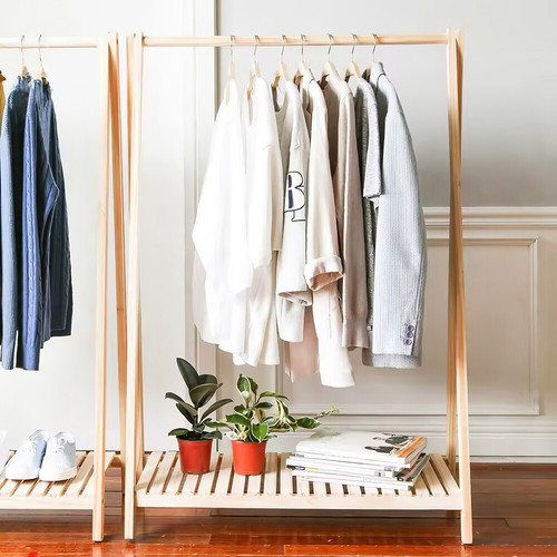 Folding wooden clothes rail - folding,