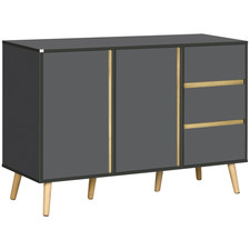 Adjustable Shelves Sideboard With Double Doors - 80H x 120W x 40D cm - Dark Grey