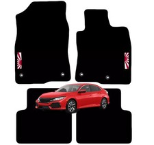 For Honda Civic 2017+ Onwards Tailored Carpet Car Floor Mats with logo 4 clips