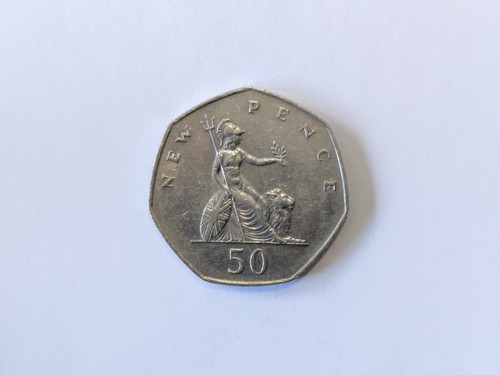 Old 50p coin - old, –