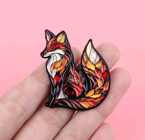 Fox brooch enamel - brooch, pin