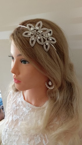 Bridal crystal side headband - bridal,