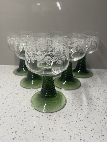 Vintage wine glasses etched - vintage,