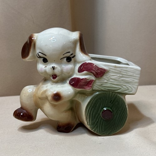 Vintage puppy and wheelbarrow - and,