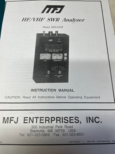 Mfj 259b vhf - mfj, swr