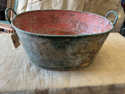 Antique galvanised oval wash - oval,