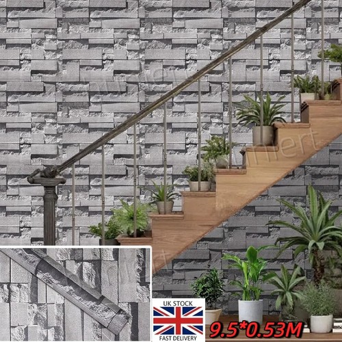 Grey brick effect wallpaper - 3d, brick-effect