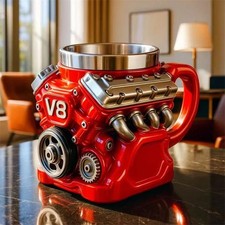 V6 Engine Mug, Retro Engine