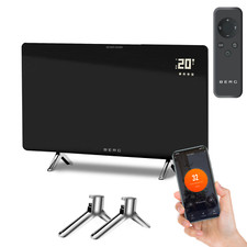 BERG Far Infrared Electric Wi-Fi Remote Smart Glass Panel Heater Ultraslim Black