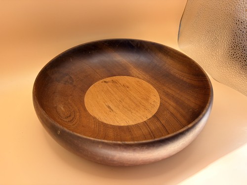 Vintage wooden teak fruit bowl - teak,