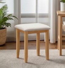Dressing Table Stool, Wooden Stool with Padded Seat, Bedroom Stool
