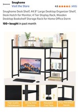 Desk Shelf, 44.9" Large Desktop Organizer Shelf, Desk Hutch for Monitor, 4 Tier 