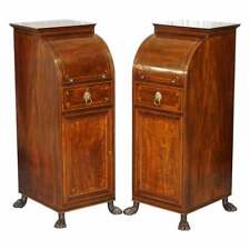 PAIR OF ANTIQUE REGENCY FLAMED MAHOGANY & GILT BRONZE DRINKS CABINET PEDESTALS