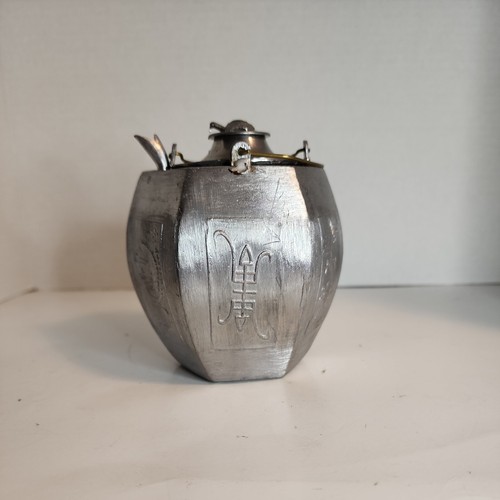 Vtg chinese pewter - wine, warmer