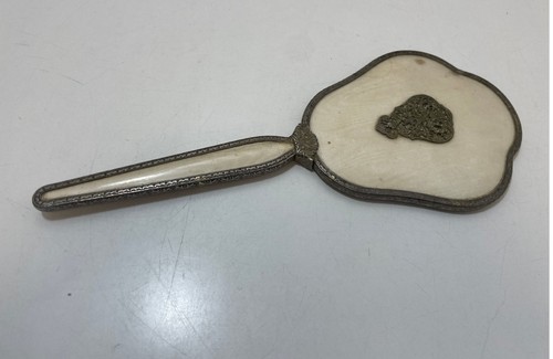 Ornate hand mirror silver - hand,