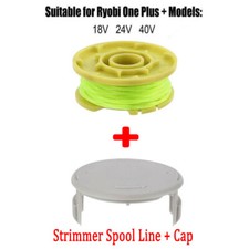 Strimmer Spool Line + Cap For Ryobi Grass String Trimmer 18V 24V 40V Replacement