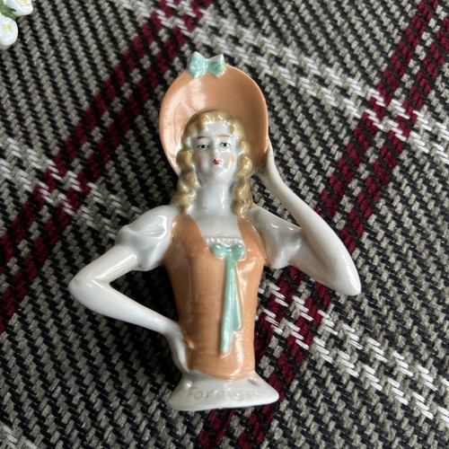 Antique porcelain lady pin - lady,