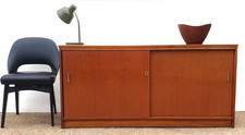 Low Vintage Teak Sliding Door Sideboard