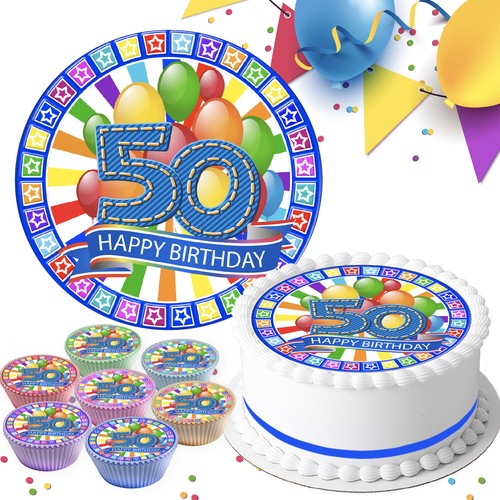 50th happy birthday blue - 50th,