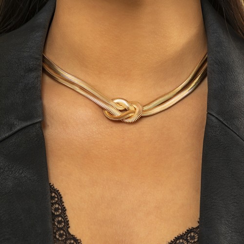 Gold silver choker - silver, necklace