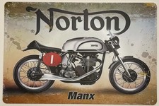 Top 100 - Metal Sign Of The Classic Norton Manx. Bike Enthusiasts Sign Norton
