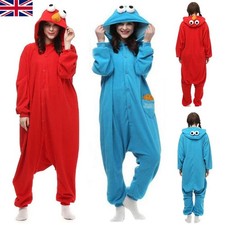 Unisex Sesame Pajamas Cookie&Elmo Flannel Costume Adult Monster Street Outfit