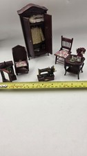 Dolls House Diorama Vintage Bedroom Furniture With Accessories