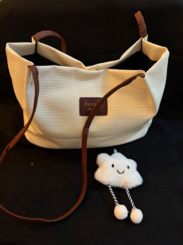 Women beige canvas tote - beige,