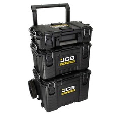 JCB Full Site System 3-Piece Modular Tool Storage System with Cart Wheel Trolley