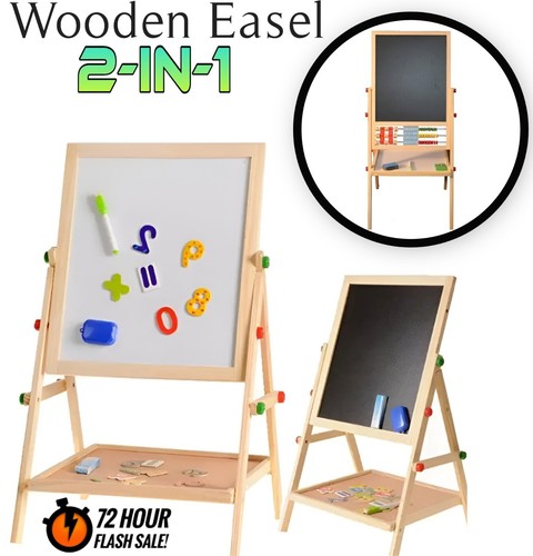 Wooden easel whiteboard - whiteboard, and
