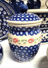 Polish Pottery 5.5" Round Lidded Canister or Tea Caddy