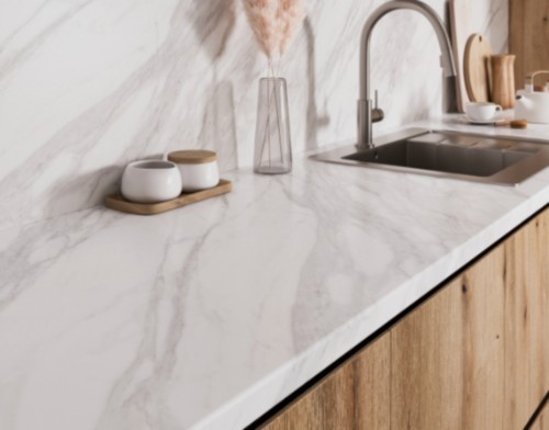 Gloss marble kitchen - , worktop