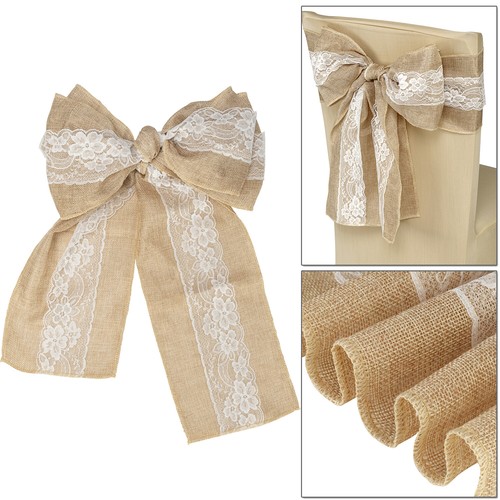 Hessian chair sash with lace - chair,
