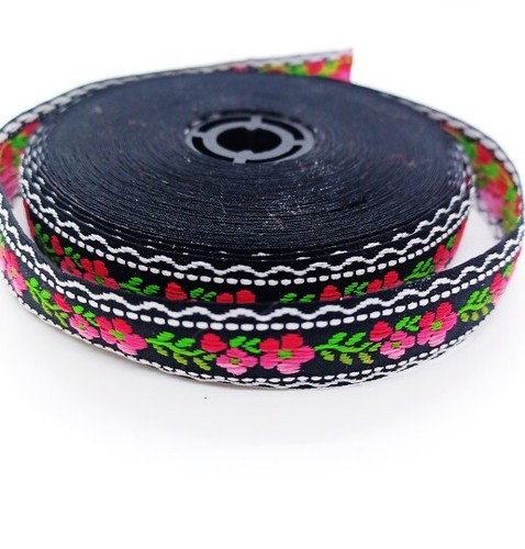 Embroidered floral ribbon trim - embroidered,