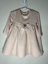 Rare Editions Dress Baby Girls Size 18 Months Pink Peach Color Long Sleeve Bow