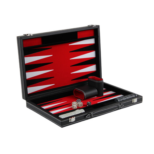 Royal red leather - red, backgammon