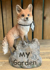 Red Fox My Garden Sign Resin