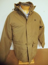 Fred Perry Zip Through Liner Hooded Parka Jacket NWT Medium $335 Shaded Stone